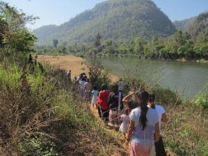Here we are approaching the Moei River where we will have the baptism.