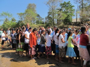 After the baptisms were all over, the people shook their hands and congratulated them.