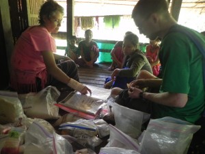 We finally arrive at the village. Here Erick and I set up a clinic in a villagers hut.