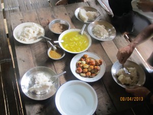After we treated many people, the students family fed us a wonderful lunch.