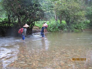 Crossing flooded rivers.