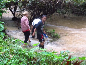 Here, some of us wash our dirty, muddy feet and shoes. We also rested for an hour before hiking again.