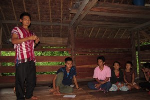 One of our students telling a Bible story